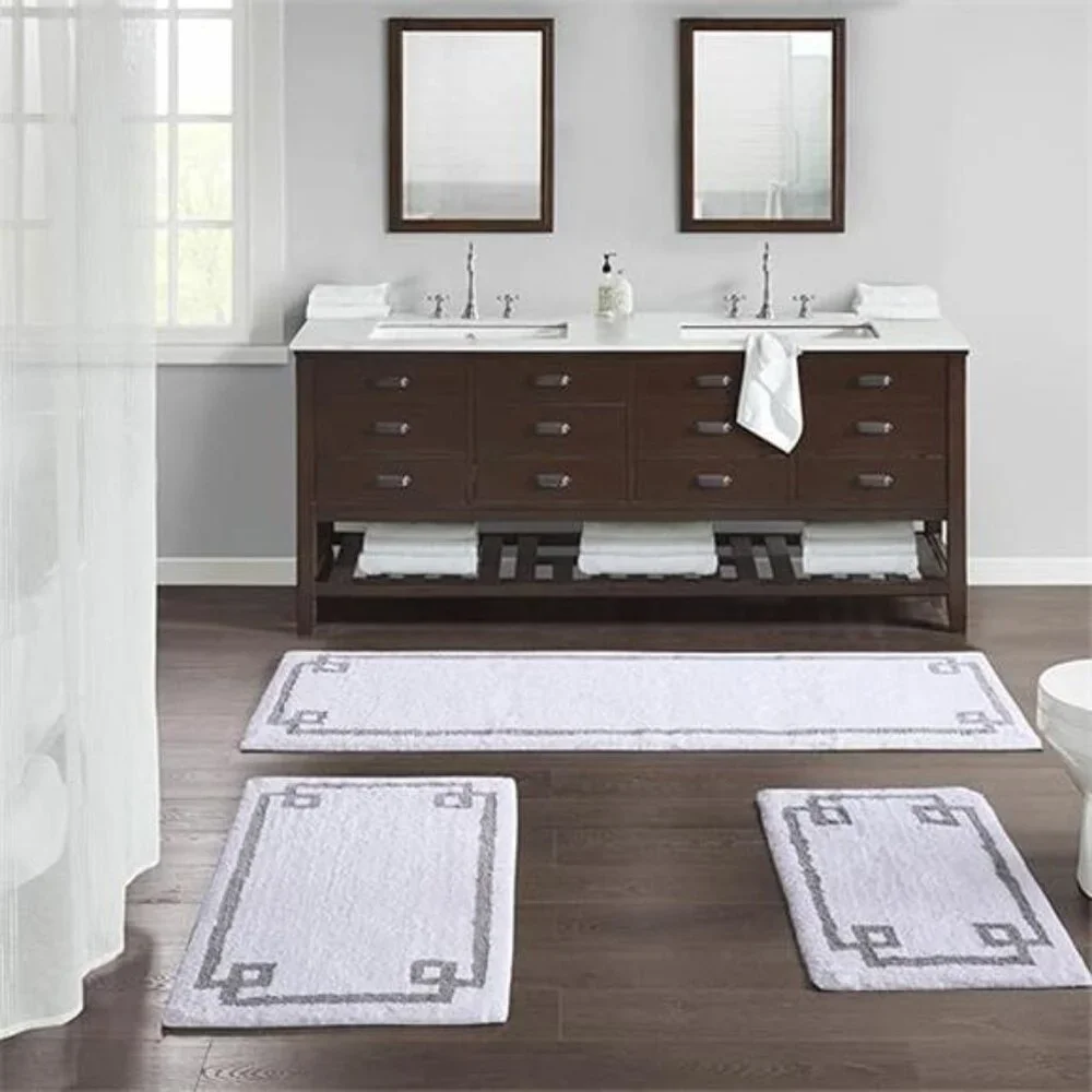 100% Cotton Bathroom Rug Non Slip Backing-Luxrurious Tufted Plush Bath Mat